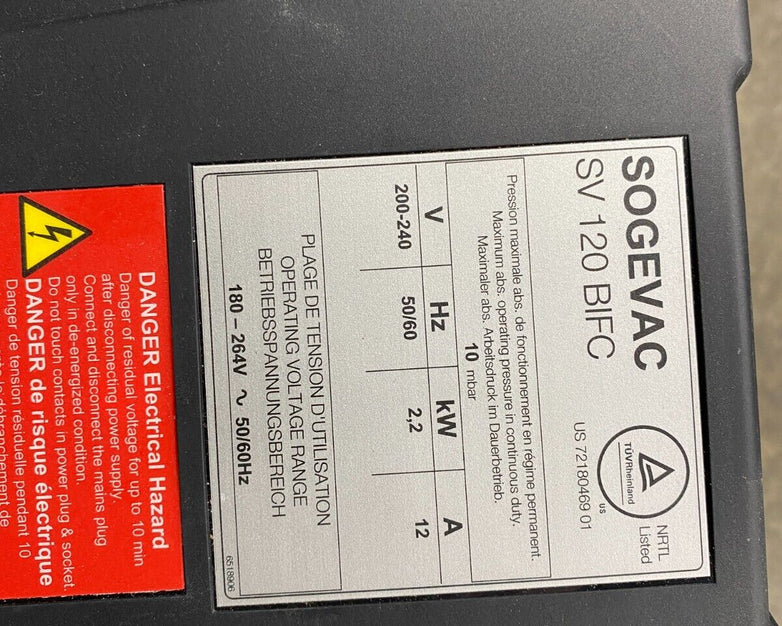 Sogevac Leybold SV120BIFC 960563V3002 Vacuum Pump - Parts or Repair