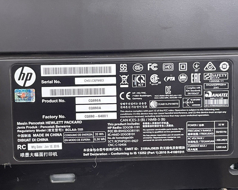 HP T520 CQ890 24" Color Thermal Inkjet Large Format Printer For Parts