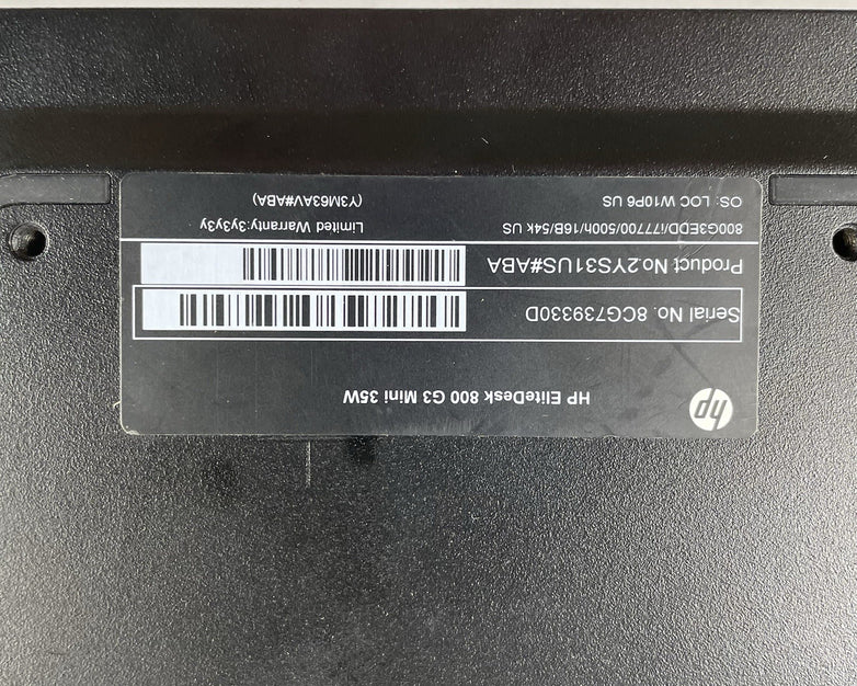 HP EliteDesk 800 G3 Micro i7-7700T 2.90 GHz 8 GB RAM No HDD/OS
