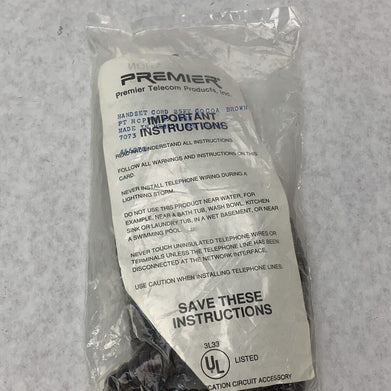 NEW Premier handset cord 12ft cocoa brown