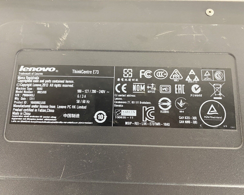 Lenovo ThinkCentre E73 MT Intel Core i3-4130 3.40GHz 12GB RAM No HDD No OS