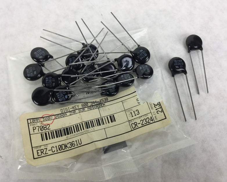 P7082 10K361U, 10MM 360V 2500A ZNR SUR ABSORBER, Lot of 17, NEW