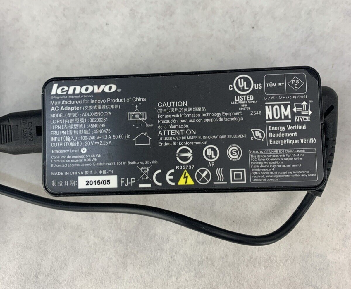 Lot of 5 Lenovo ADLX45NCC2A AC Adapter 20V