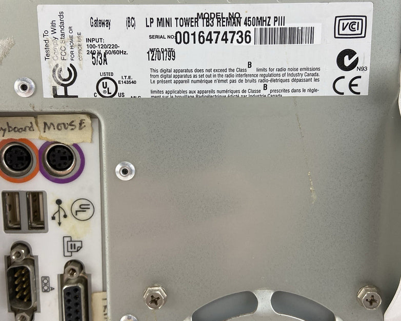 Gateway LP TB3 450 MT Intel Pentium III 450MHz 128MB RAM No HDD No OS