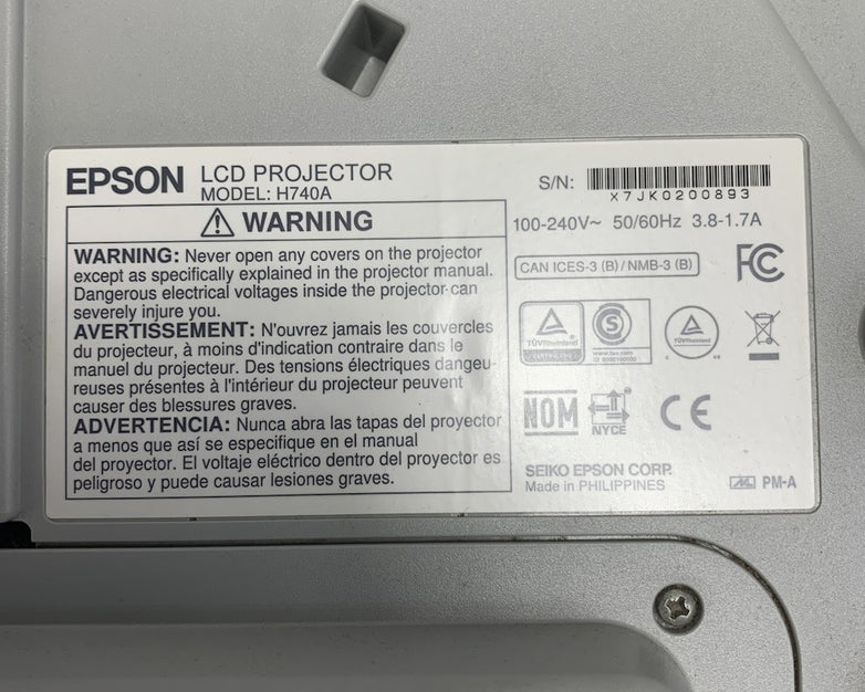 Epson PowerLite 695Wi H740A LCD Lamp Projector 4523 Lamp Hours - No Remote