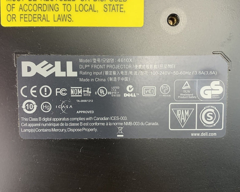 Dell 4610X LCD Projector - Parts and Repair