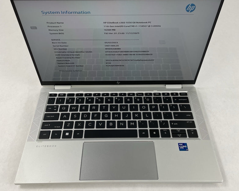 HP EliteBook x360 1030 G8 13.3" i7-1185G7 3.00 GHz 16 GB RAM No SSD/OS/AC