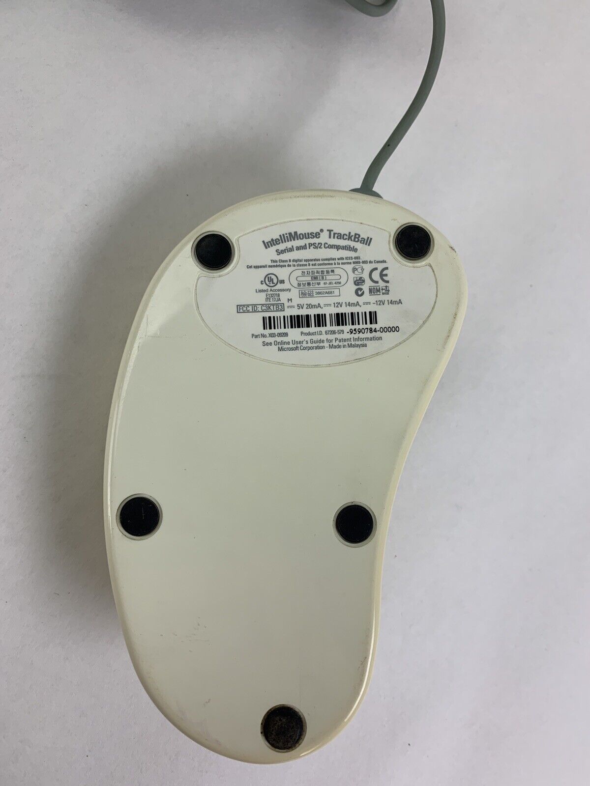Microsoft X03-09209 Intellimouse Trackball PS/2 Vintage Tested