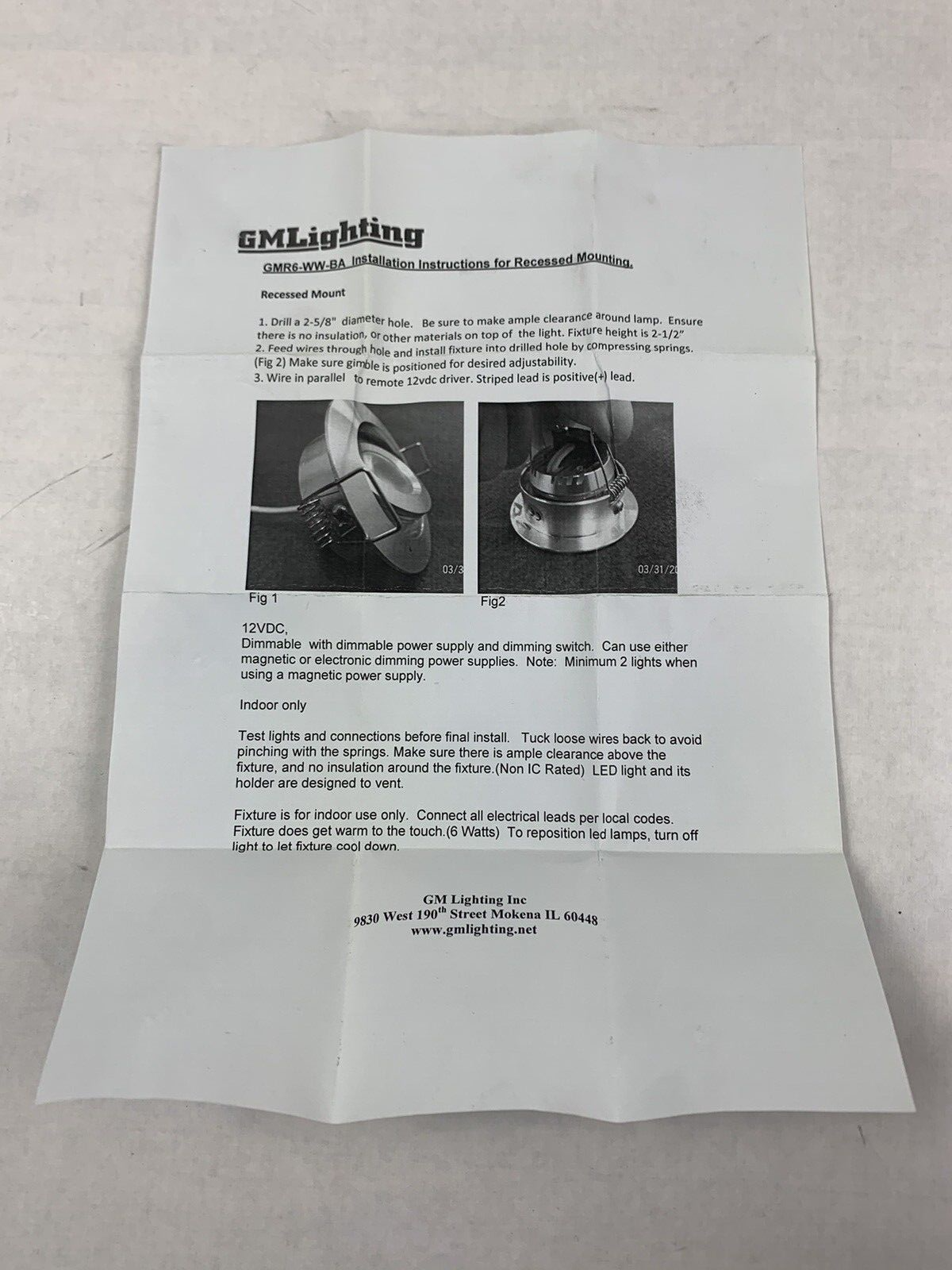 Lot of 2 GM Lighting GMR6-WW-BA Warm White Dimmable LED 3000K