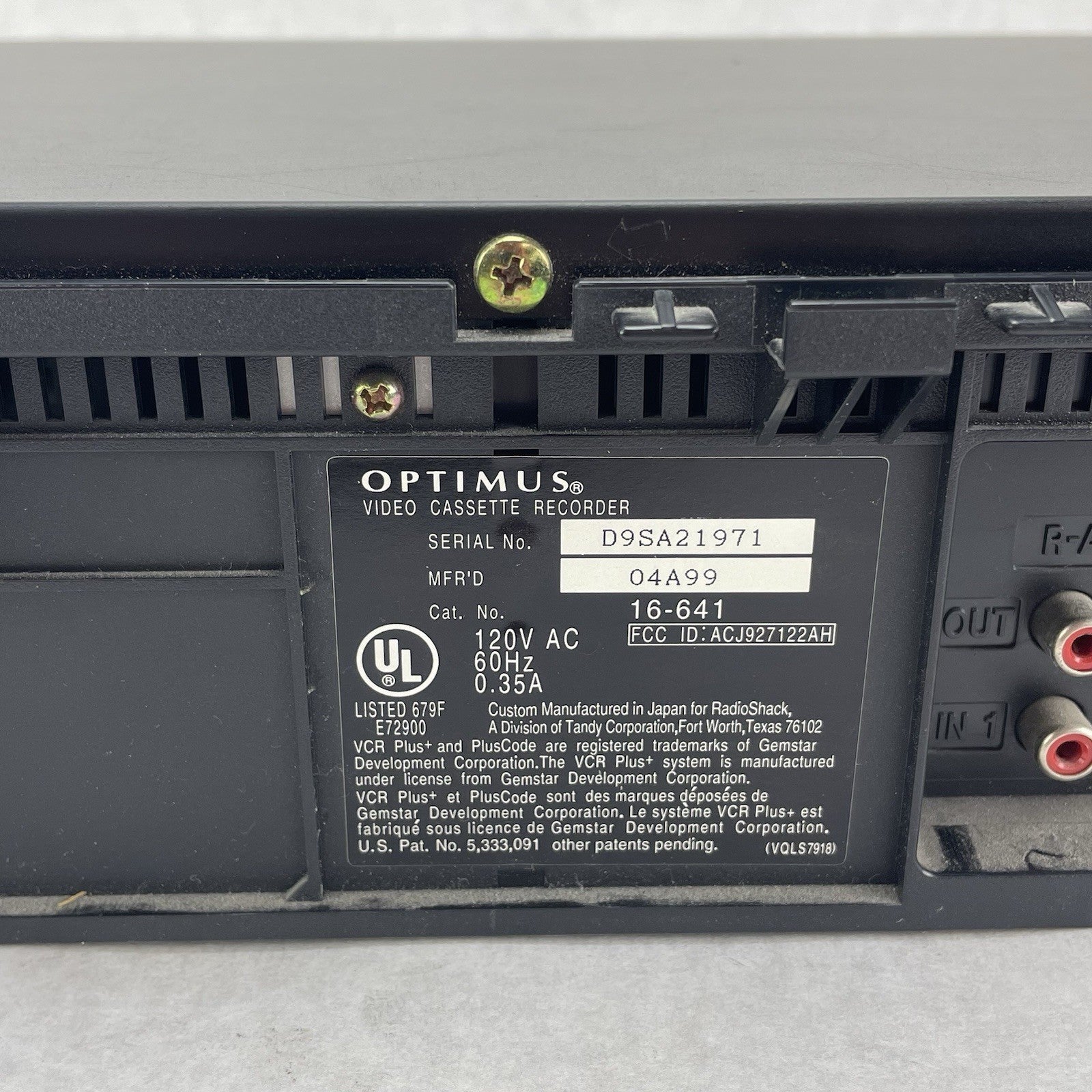 Optimus 201 VCR 4-Head HiFi VHS Player Recorder No Remote Tested8