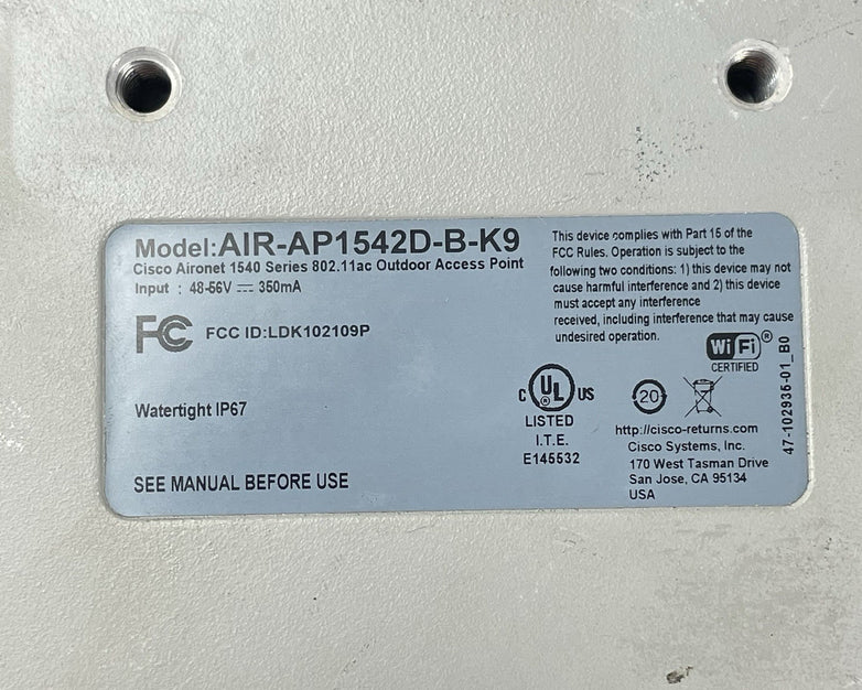 Cisco AIR-AP1542D-B-K9  Aironet Wireless Access Point Point Tested & Reset