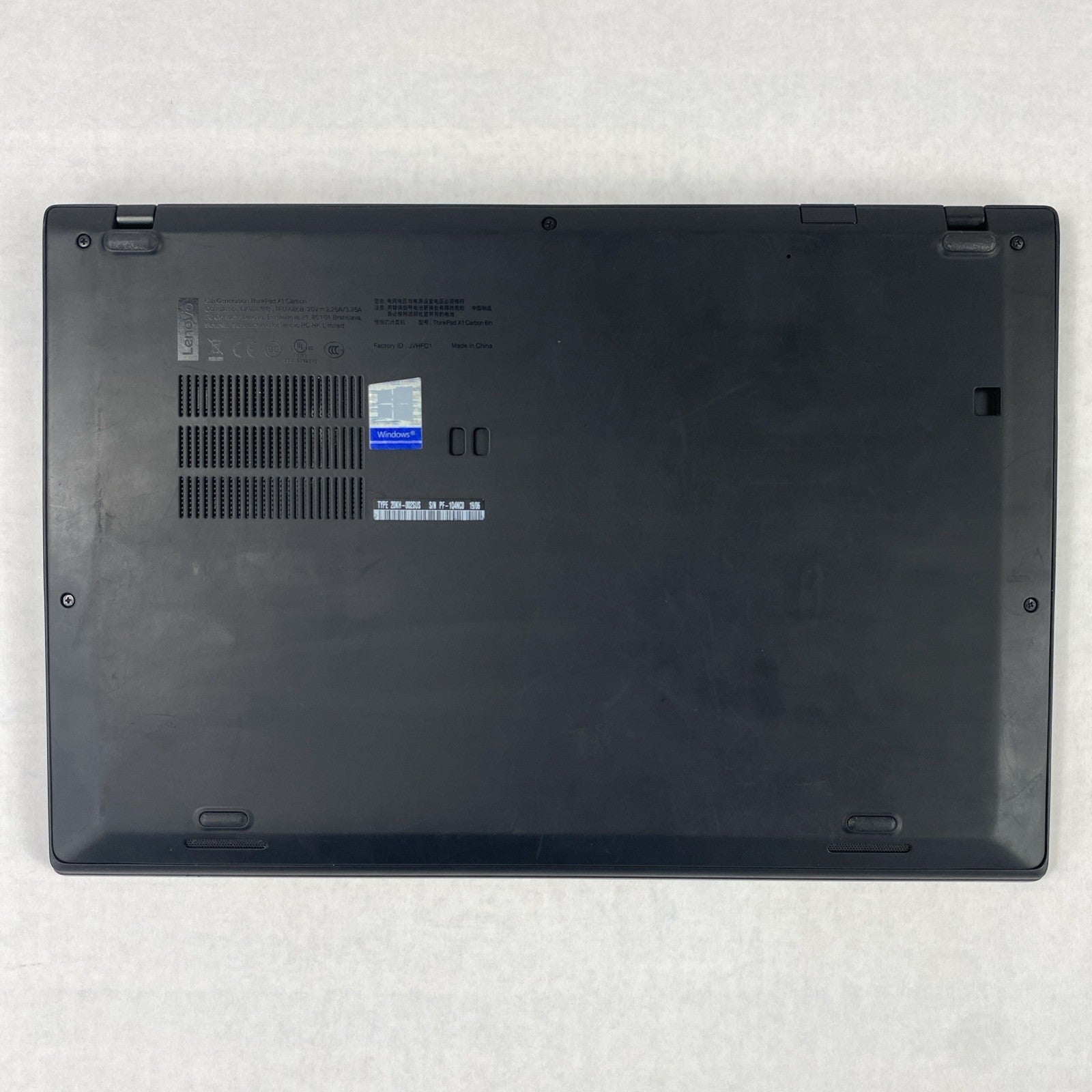 Lenovo ThinkPad X1 Carbon 6th Gen i5-8250U 1.6GHz 8GB RAM 14" No Batt. No HDD/OS