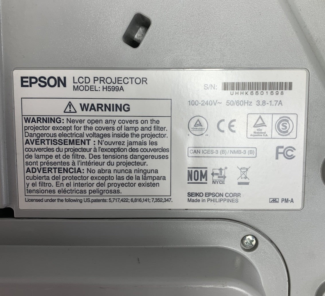 Epson BrightLink 595Wi H599A LCD Lamp Projector 3133 Lamp Hours - No Remote7