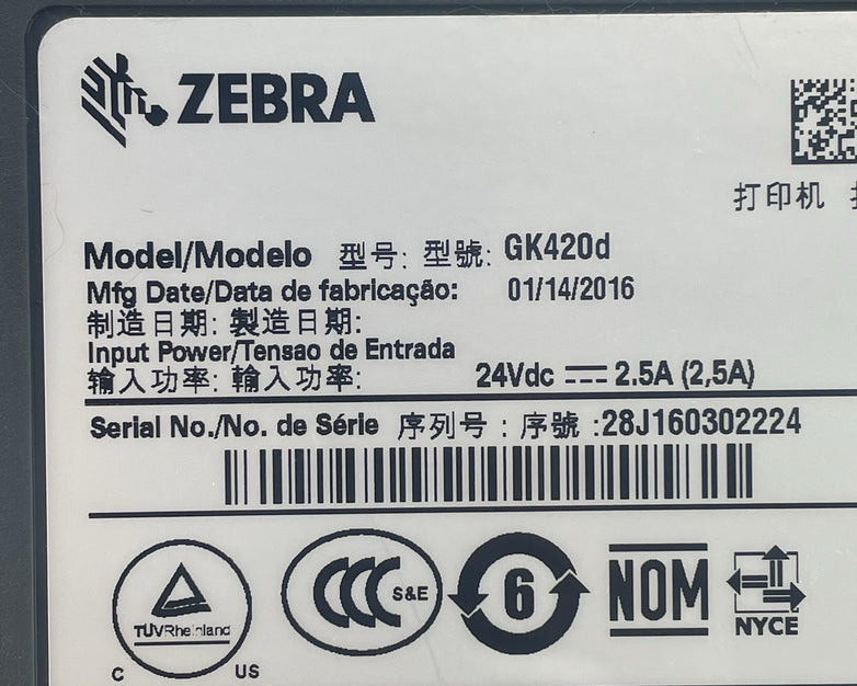 Zebra GK420d Thermal Label Printer - Tested