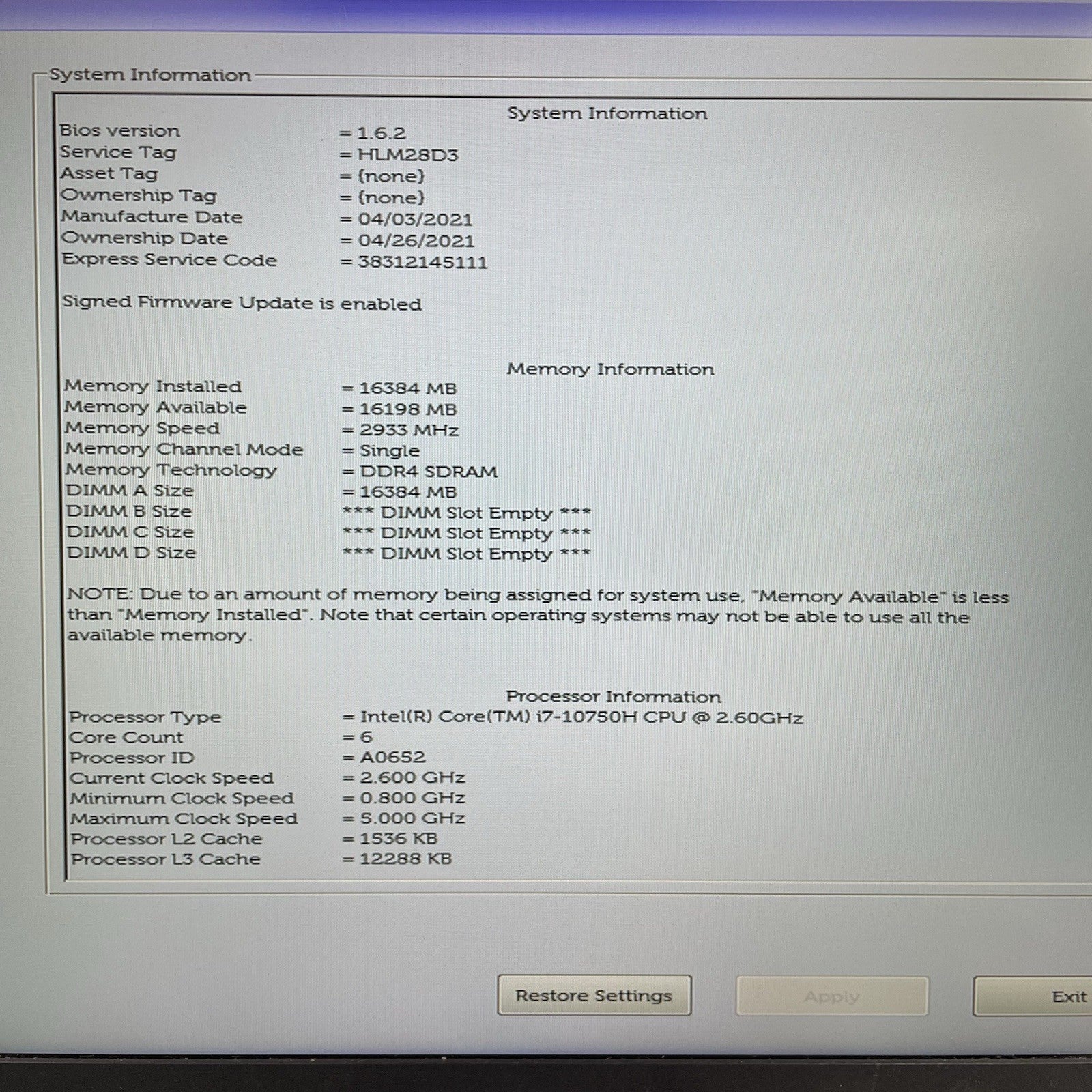 Dell Precision 7750 17.3" i7-10750H 2.60 GHz 16 GB RAM No SSD/OS/AC/Batt - READ3