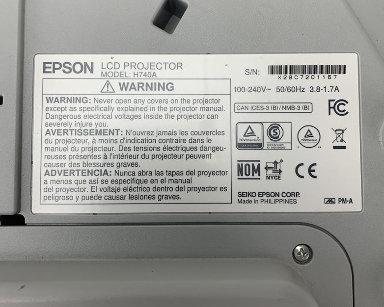 Epson PowerLite 695Wi H740A LCD Lamp Projector 1025 Lamp Hours - No Remote