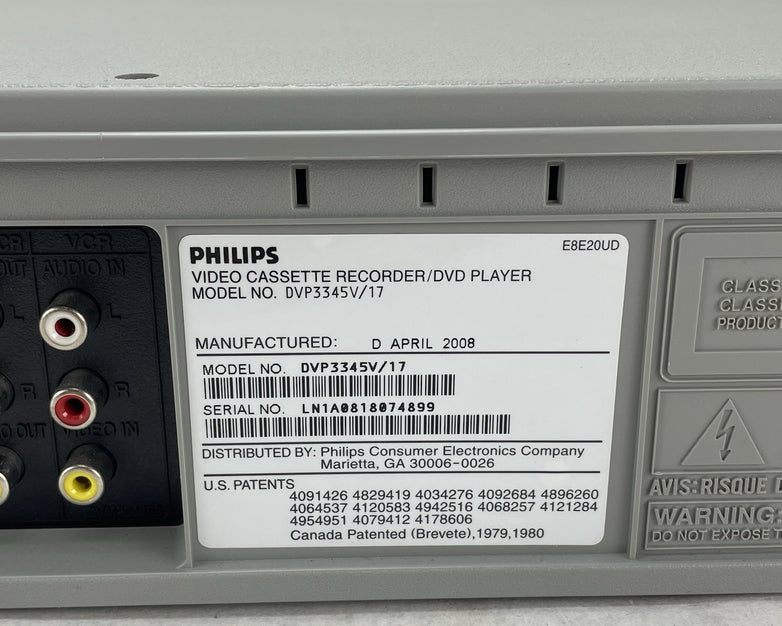Philips DVP3345V/17 DVD VCR VHS Combo Recorder Player No Remote Tested Working