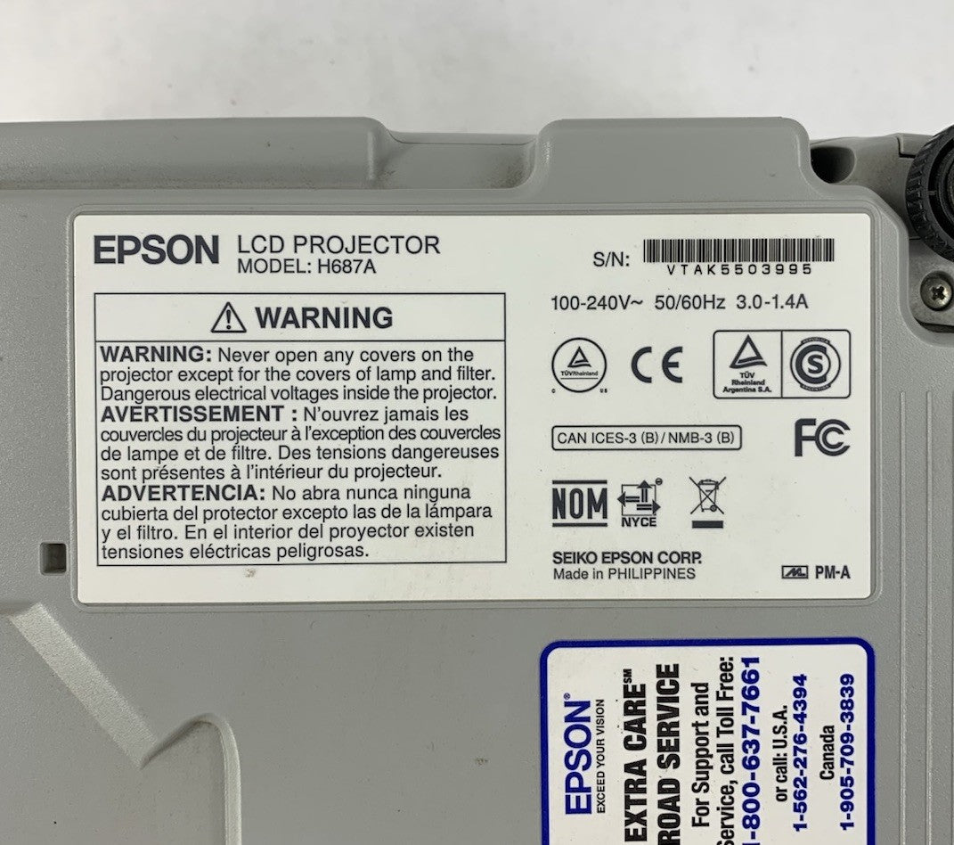 Epson PowerLite 98H H687A LCD Lamp Projector 2964 Lamp Hours - No Remote8