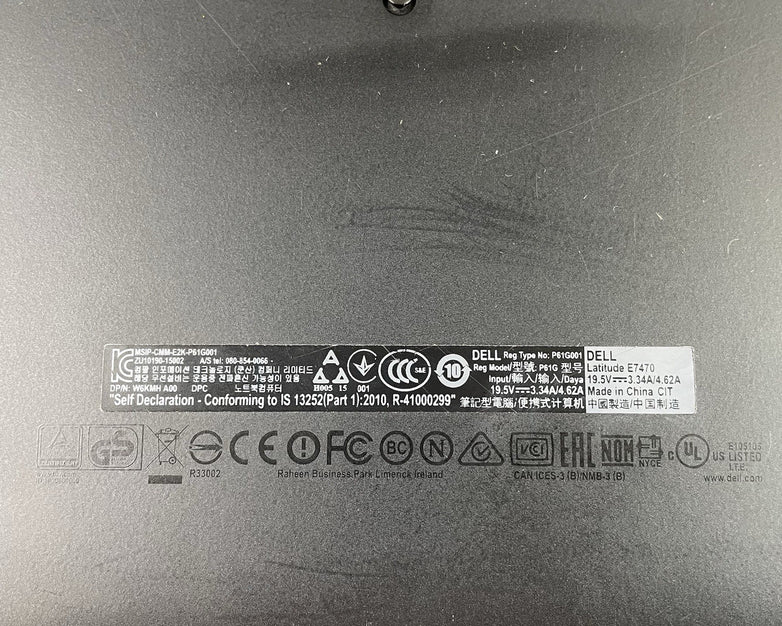 Dell Latitude E7470 14" i7-6600U 2.60 GHz 8 GB RAM No SSD/OS/AC/Battery