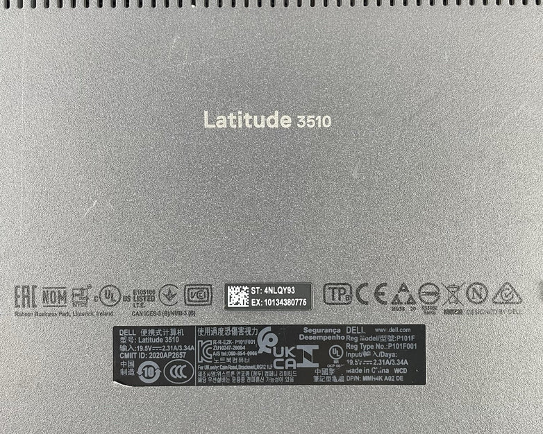 Dell Latitude 3510 15.6" i7-10510U 1.80 GHz 8 GB RAM No SSD/OS/AC - Bad M.2