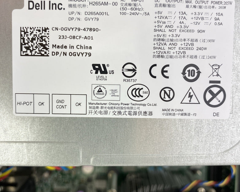 Dell Optiplex 790 MT Intel Quad Core i5-2500 3.30GHz CPU 4GB RAM No HDD No OS