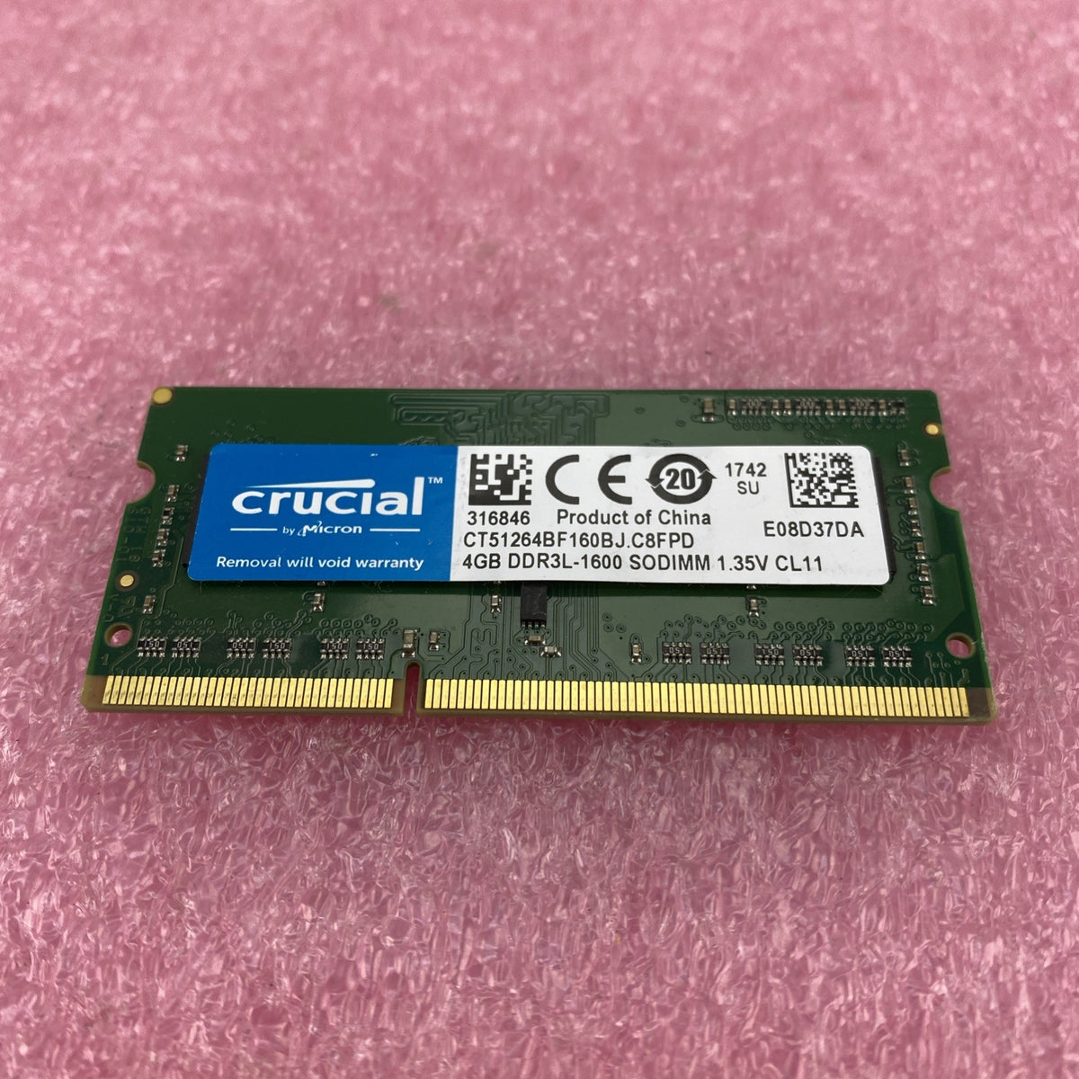 Crucial 4GB DDr3L-1600 Laptop Memory Ram CT51264BF160BJ.C8FPD - Lot of 31