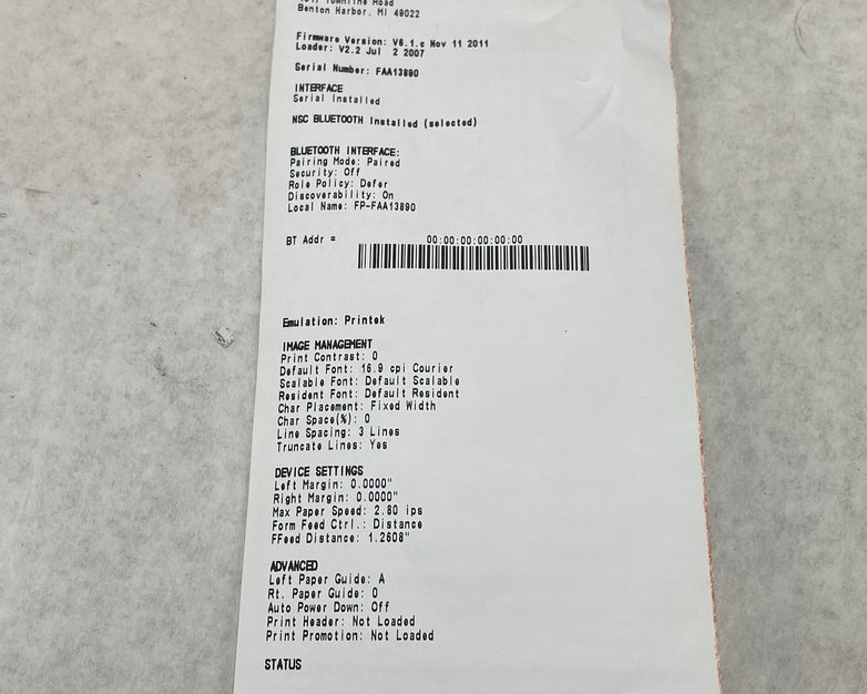 Printek Feildpro RT43 Thermal Printer For Parts