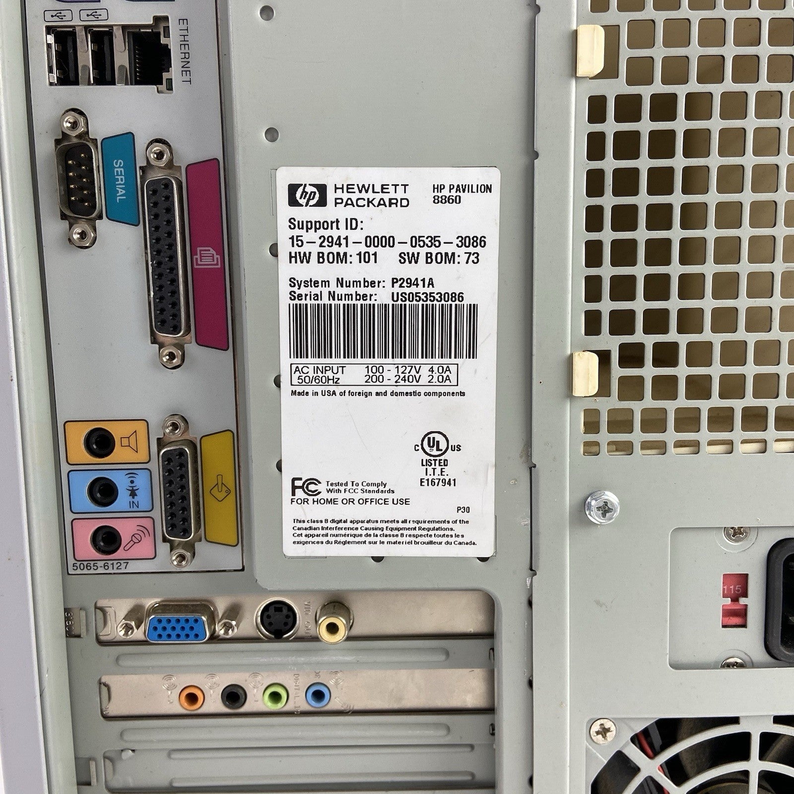 HP Pavilion 8860 MT AMD Athlon 999MHz 512MB RAM No HDD No OS6