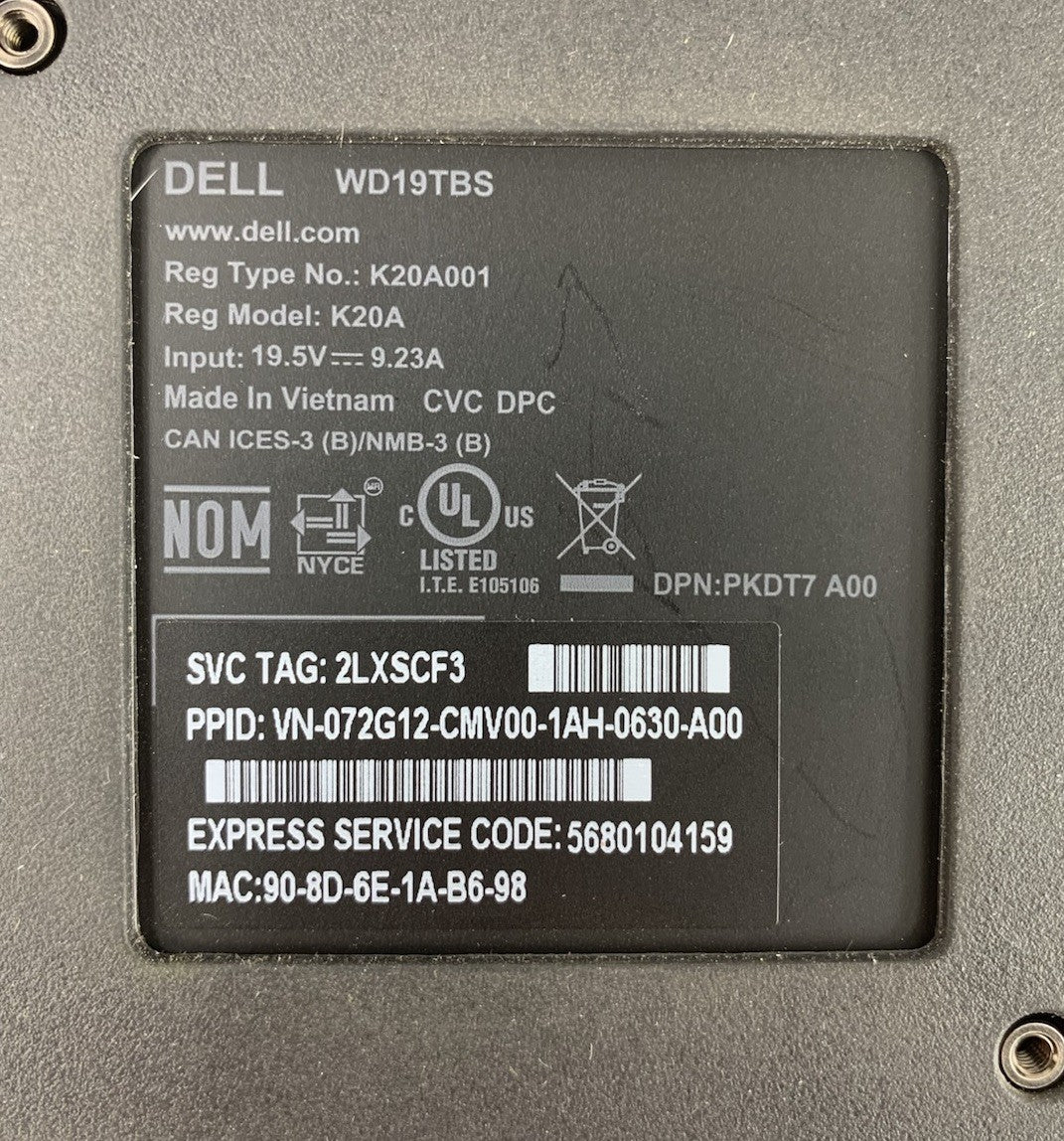 Dell WD19TBS Thunderbolt USB-C Docking Station10