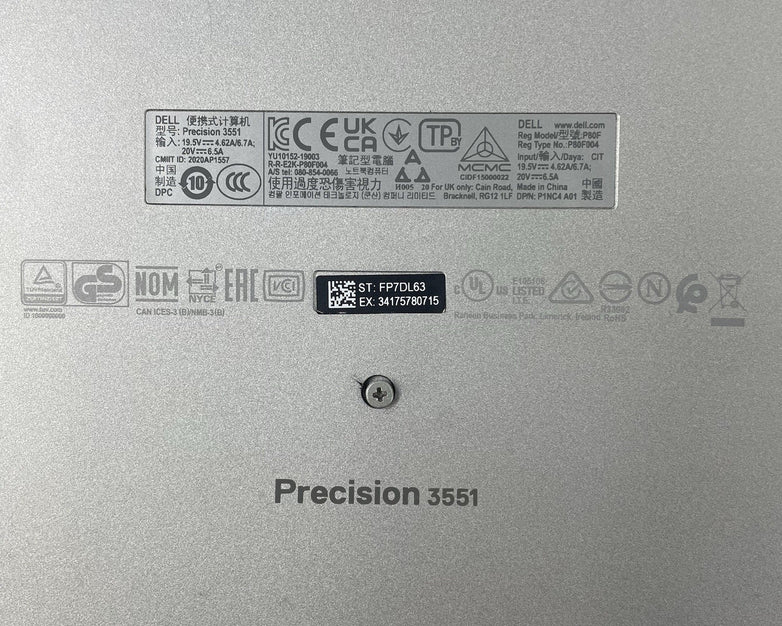 Dell Precision 3551 15.6" i5-10400H 2.6GHz 8GB RAM No SSD/OS/AC/Batt- Bad Bottom