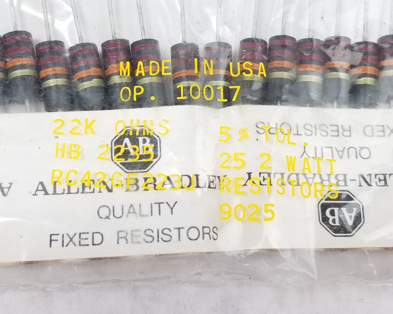 Allen-Bradley 22K OHMS 2W RC42GF223J Resistors HB 2235 (Lot of 25)