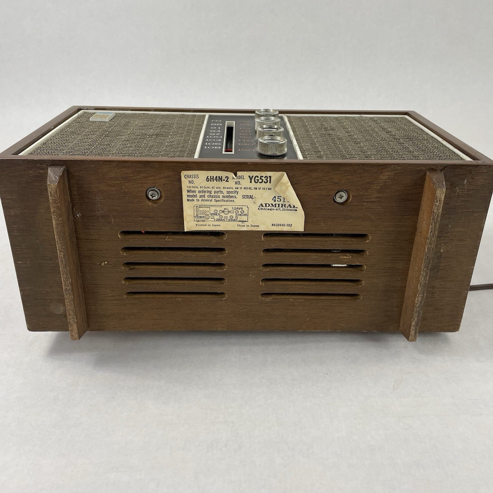 Admiral Tube Radio Model YG531 Mid-Century Wood Tested