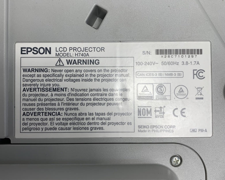 Epson PowerLite 695Wi H740A LCD Lamp Projector 212 Lamp Hours - No Remote