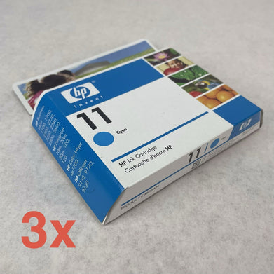Genuine C4836AN HP 11 Ink Cartridge 1100 1200 2200 Cyan Sealed Box Lot of 3