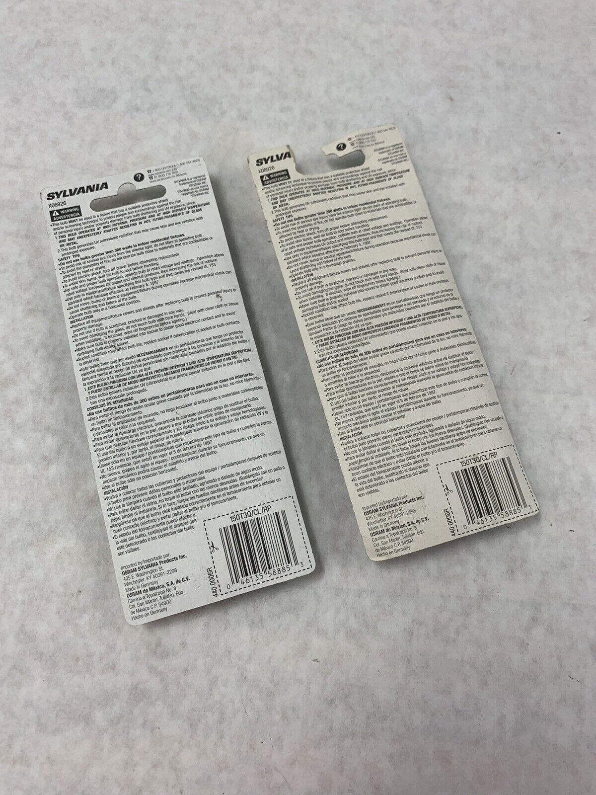 Lot of 2 Sylvania Double Ended Quartz 100w 120v 3 1/8”