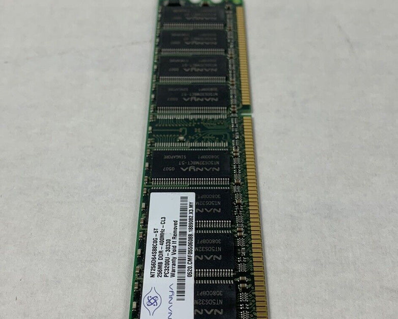 Nanya 256MB DDR-400MHz-CL3 PC3200U-30330 NT256D6t4S88C0G-5T (Lot of 5)