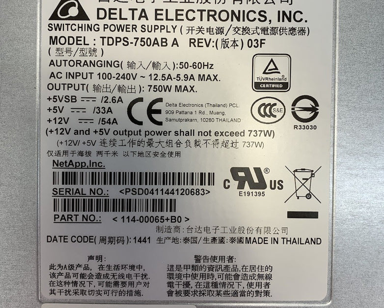Delta TDPS-750AB A Rev 03F 750W Switching Power Supply