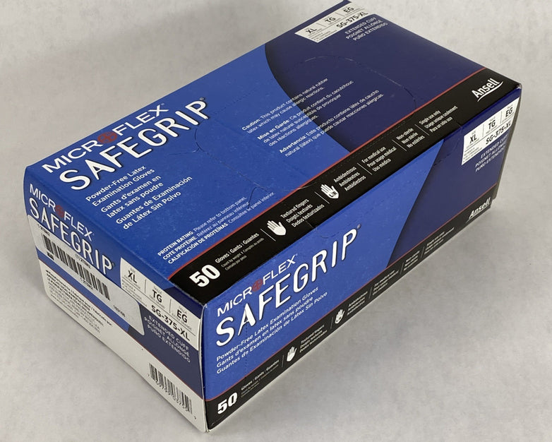 Ansell Microflex SafeGrip SG-375-XL Latex Exam Gloves Extra Large - 500 Count