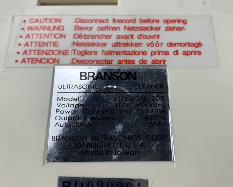Branson 200 Ultrasonic Cleaner - Powers On