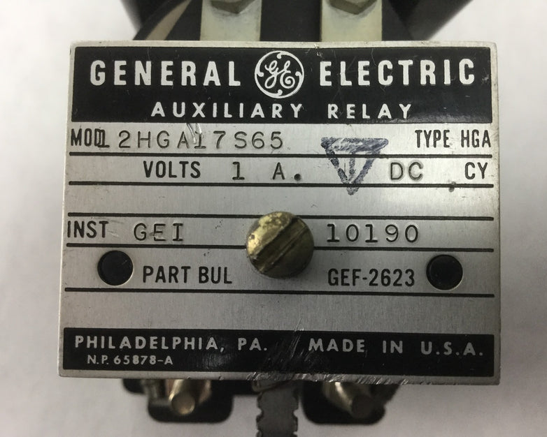 GENERAL ELECTRIC GE 2HGA17S65 Auxiliary Relay
