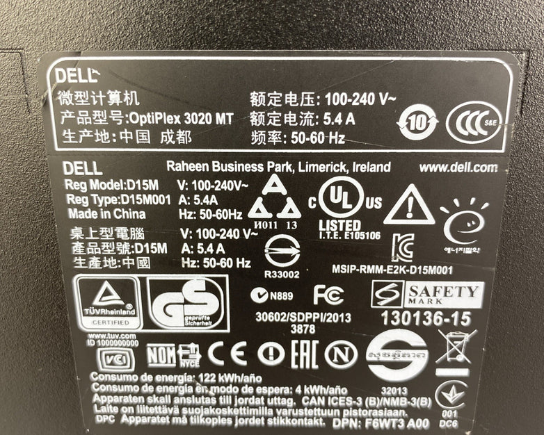 Dell OptiPlex 3020 MT Intel Quad Core i5-4570 3.20GHz 4GB RAM DVDRW No HDD OS