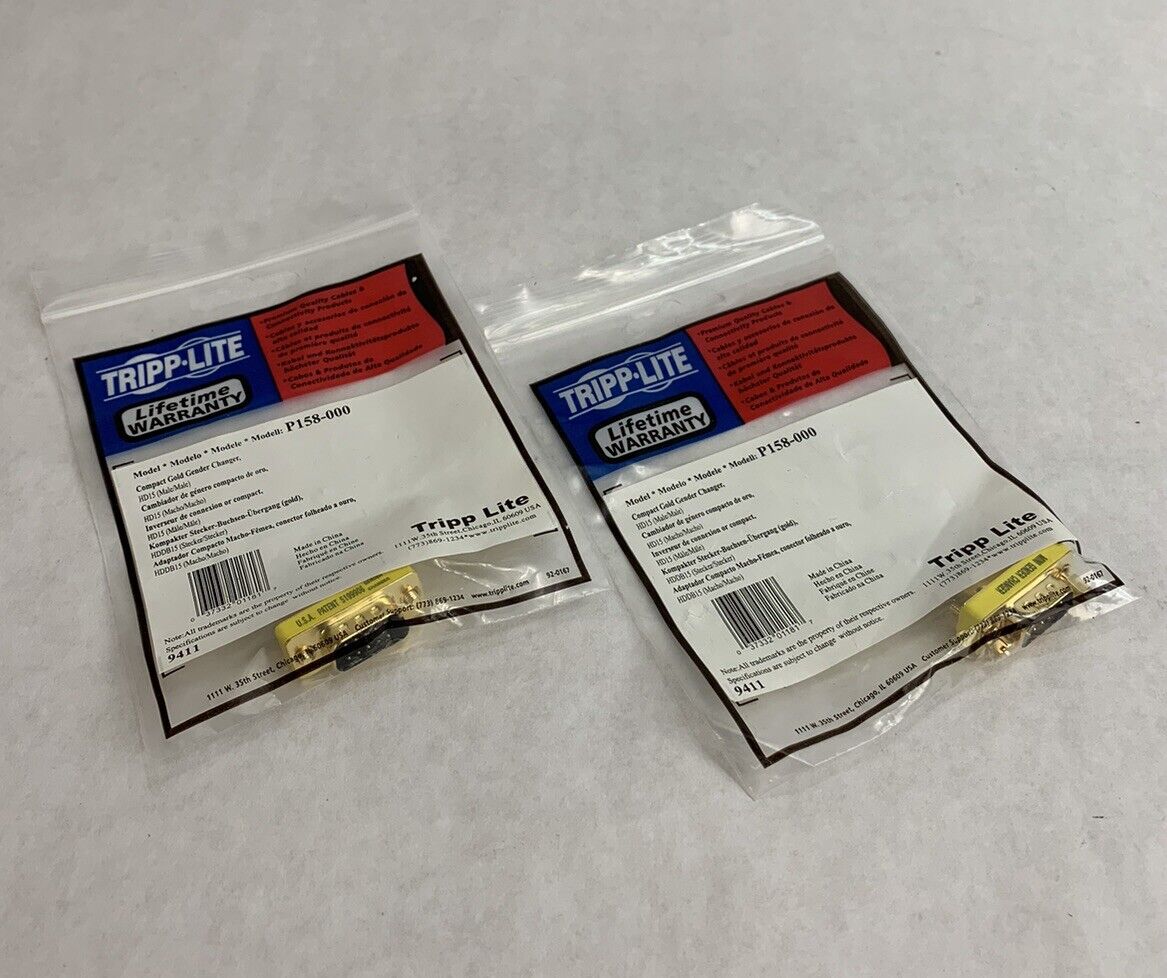 Tripp Lite P158-000 Compact Gold Gender Changer (Lot of 2)
