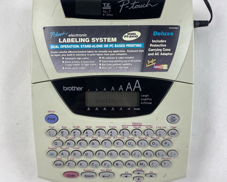 Brother P-Touch Model PT-2410 Labeling System w/ AC Adapter Power Tested