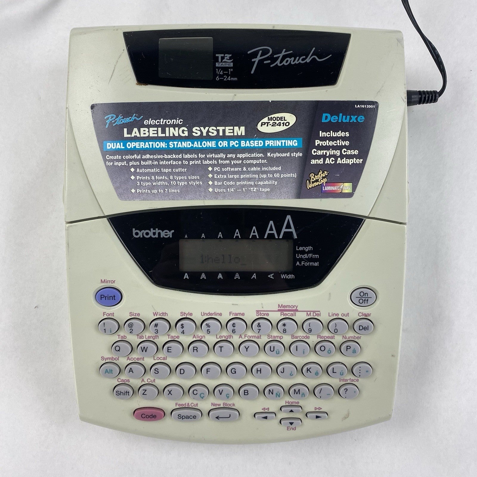 Brother P-Touch Model PT-2410 Labeling System w/ AC Adapter Power Tested