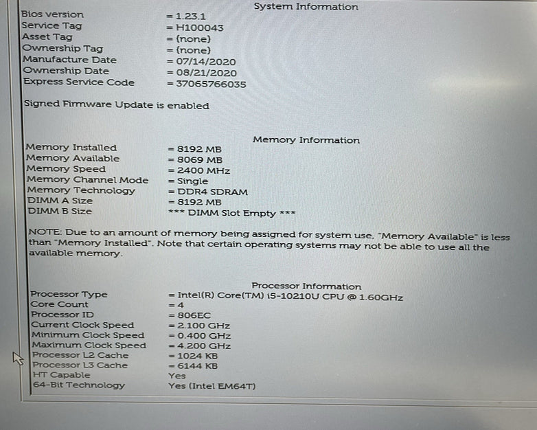 Dell Latitude 5510 15.6" i5-10210U 1.60 GHz 8 GB RAM No SSD/OS/AC/Batt