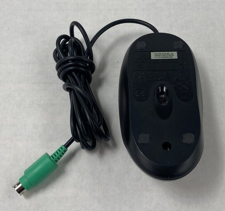 Lot of 6 HP MOAFKOA PS/2 Black and Silver Optical Scroll Wheel 3 Button Mouse
