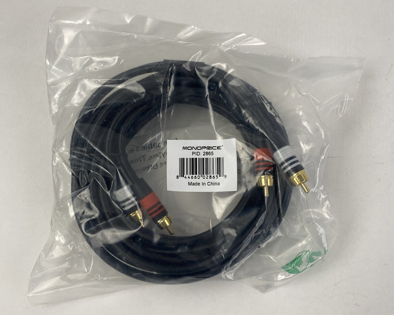 Monoprice 2865 12' 22G Dual Male RCA Plug CBL 2-RCA Plug - Lot of 2