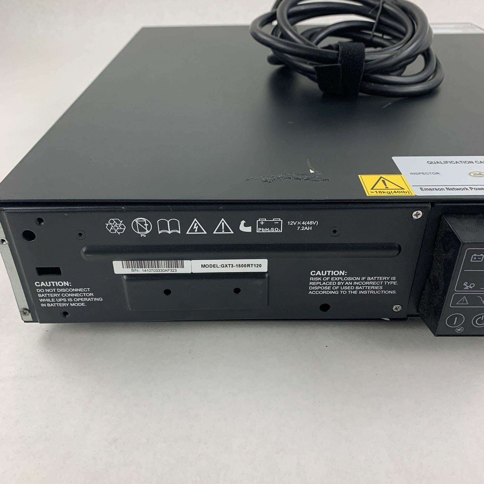 Liebert Emerson GXT3-1500RT120 UPS System Tested No Batteries No Caddy