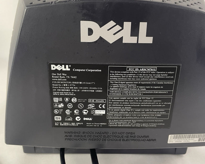 Dell E772c 17in Flat Screen CRT Monitor 1280x1024 VGA - Tested