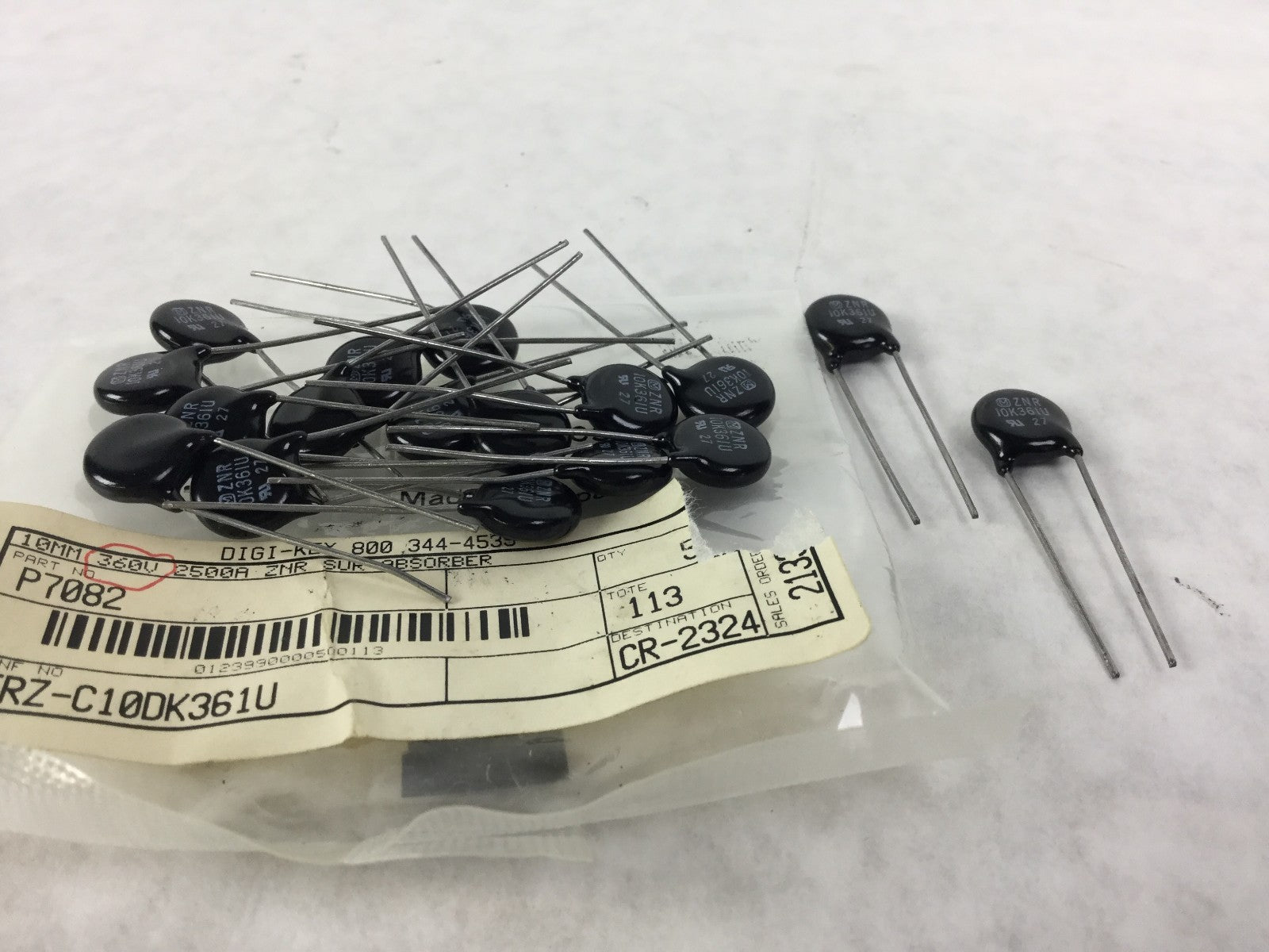 P7082 10K361U, 10MM 360V 2500A ZNR SUR ABSORBER, Lot of 17, NEW